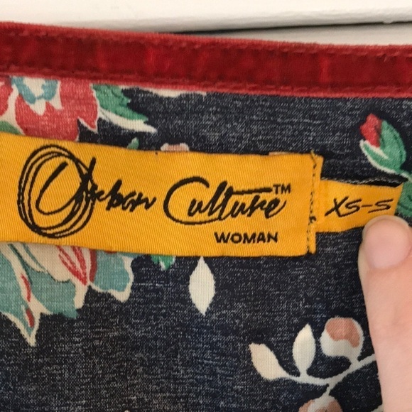 URBAN CULTURE Navy Blue Floral V-Neck Dress Size Small - Picture 9 of 10